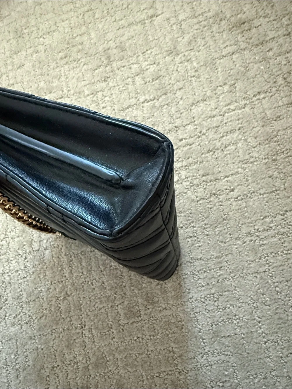 Black Quilted Leather Chain-Handle Women’s Shoulder Bag
